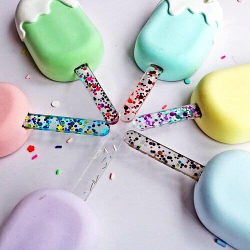 10pcs Acrylic Ice Cream Sticks Popsicle Bars Stick Kids DIY Ice Cream Sticks Crafts Popsicle Stick Mould Eco Friendly