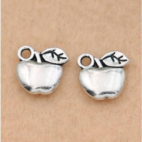 10pcs Tibetan Silver Plated Apple Charms Pendants For Jewelry Making Bracelet Diy Craft Handmade 10x10mm