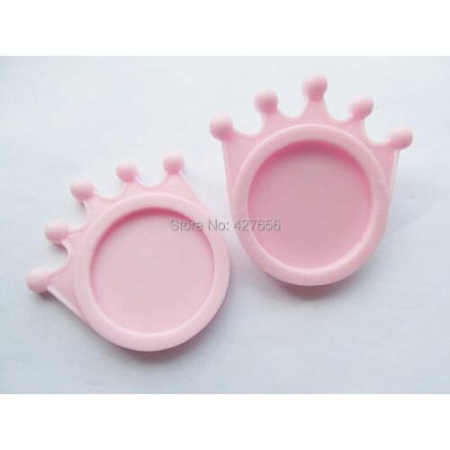 100pcs Pink Flatback Resin Crown Charm Finding,Filigree Border Base Setting Tray, for 25mm Picture/Cabochon/Cameo
