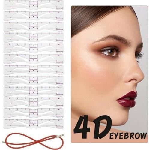 14pcs/Set Eyebrow Stencil Shaper Grooming Kit Brow Makeup Template Reusable Shaping Stencil Beauty Tools Accessories