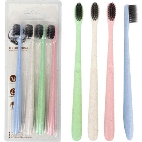 2/4pcs/lot Wheat Straw Toothbrush Creative Portable Oral Hygiene Care Superfine Soft Bamboo Toothbrush for Home Travel