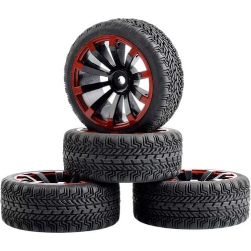 4PCS 1:10 Running Tire Hsp 94123 hpi D3 D4 D64mm Rubber Tires Soft Wheel Tyre for RC Cars