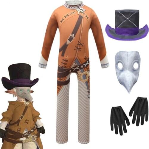 2020 Kids anime Steampunk Plague Doctor Cosplay Halloween Costumes boys girls fancy Dress Carnival Party Clothes Sets 4pcs