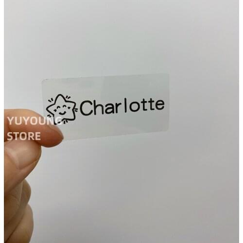 60pcs 40x20 Transparent name Sticker Customize Stickers Waterproof Personalized Labels cartoon tag eyelash/Logo/Manicure/Wedding