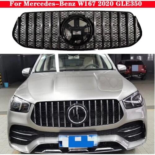 Car styling Middle grille for Mercedes-Benz GLE-class W167 GLE350 2019-2020 Diamond GT Silver Black front bumper Center Grille