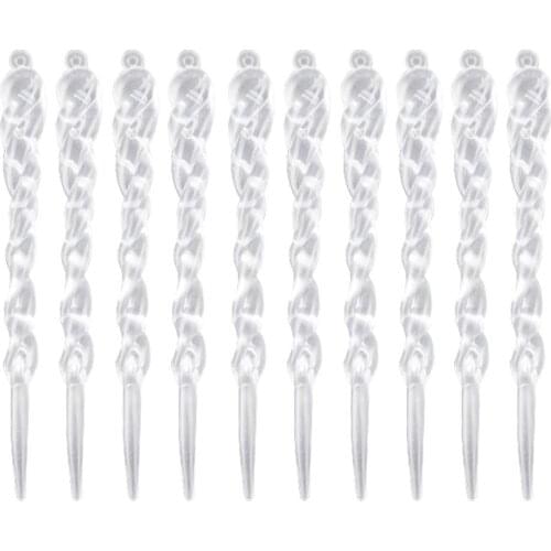 Besegad 10pcs 5.12 Inch Twisted Simulation Icicle Christmas Tree Hanging Ornament Props for Xmas Winter Frozen Party Decorations