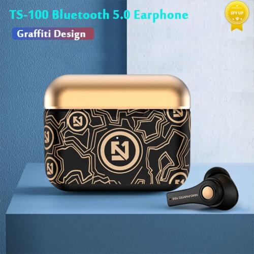 TS-100 TWS Wireless Bluetooth 5.0 Earphones Charging Box Headphones Game Headset Touch Control Bass Sport Earbuds With Mic