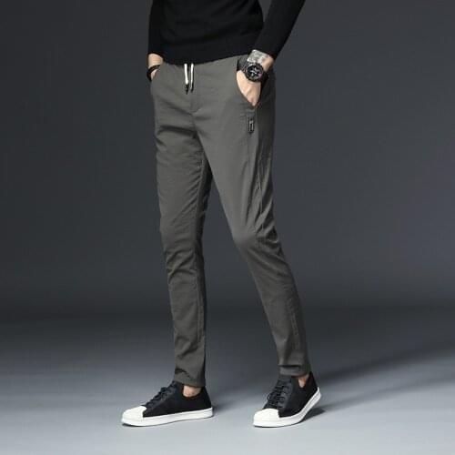 MRMT 2021 Brand Spring and Summer Mens Trousers Small Feet Fashion Straight Pants for Male Young Elastic Trousers