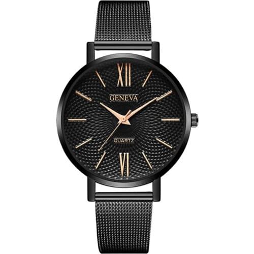 Fashion Simple Stainless Steel Men Watches Top Brand Geneva Luxury Analog Quartz Man Watch Casual Black Mens Clock Montre Femme