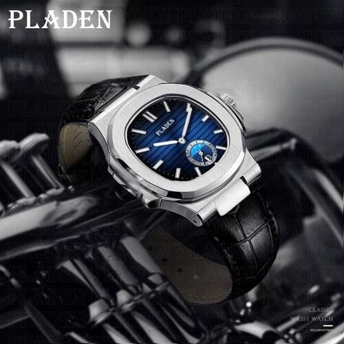 Men Watches PLADEN Modern Luxury Waterproof Quartz Luminous Wrist Watch Moon Phase Auto Date Business Dive Clock Dropshipping