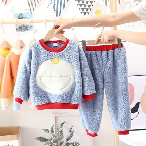 2 3 4 5 6 Years Toddler Kids Pajamas Sets Autumn Winter Cartoon Flannel Sleepwear For Boys Girls Nightclothes Children Home Wear