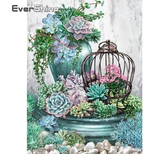EverShine DIY Diamond Painting Garden Full Diamond Embroidery Scenic Mosaic Succulent Rhinestones Cross Stitch Kit Handmade Gift
