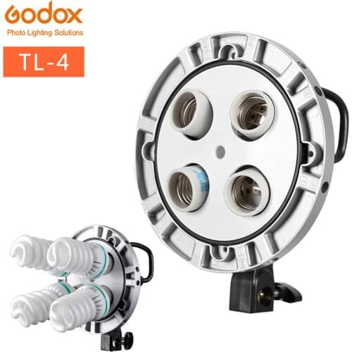 Photo Studio Godox TL-4 4in1 E27 Socket Tricolor Bulb Light Lamp Head Continuous light For Bowen Mount Multi-Holder Photography