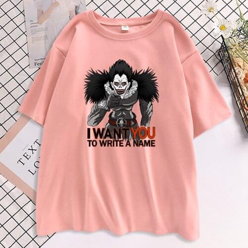 Death Note I Want You To Wirte A Name T Shirts Camisetas De Mujer Short Sleeve Tee Shirt Tshirts Vetement Femme Tumblr 2021 Tops