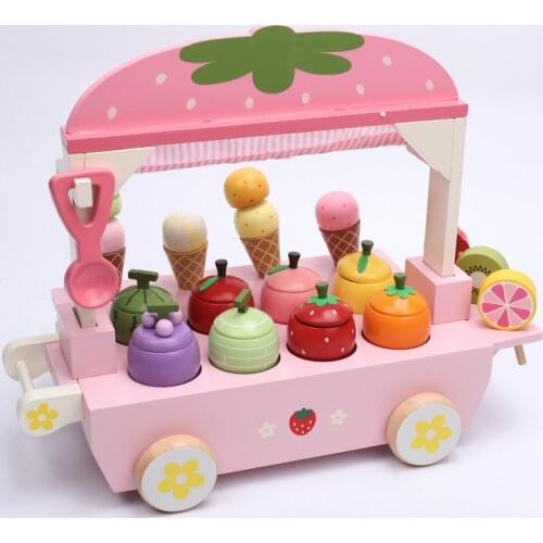 New 1 Set Wooden Toy Pretend Play Toy Simulation Magnetic Ice Cream Colourful Kitchen Food Baby Infant Toy Food Birthday Gift D2