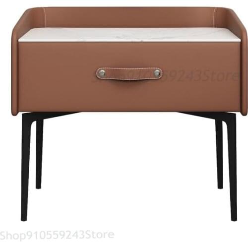 Italian Minimalist Bedside Table Modern Light Luxury Stainless Steel Locker Designer Solid Wood Net Red Ins Wind Bedside Cabinet