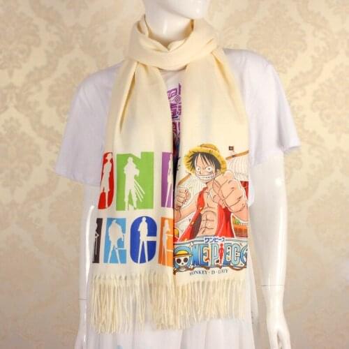 One Piece Monkey Luffy Scarf Anime Women Boys Girls Imitation Cashmere Autumn Winter Warm Tassel Scarf Shawl Soft Warm Wrap Gift