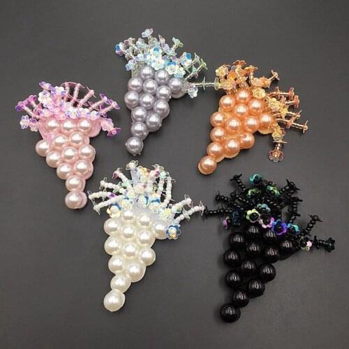 Beaded Crystal Grape Fruits Exquisite Garment Bag Shoe Decorative Accessories Fine Beaded Applique Patches for Clothing Badges