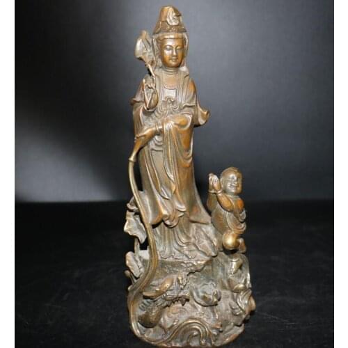 China brass Boy Goddess of mercy crafts statue