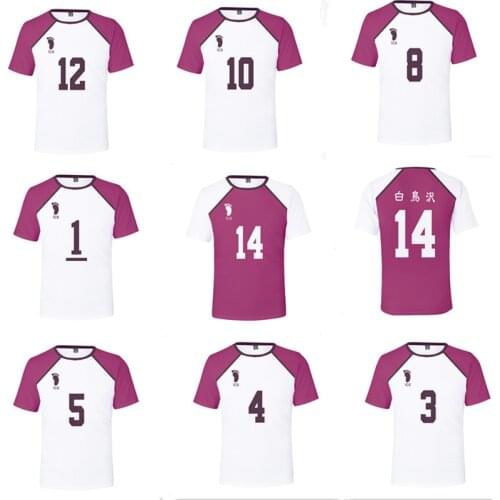 Costume Haikyuu!! Ushijima Wakatoshi Cosplay T-shirt Shiratorizawa School Volleyball Club tshirt Tendo Satori Sportswear