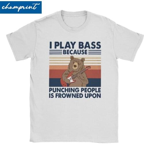 Cool Bass Guitar I Play Bass Because Punching People Is Frowned Upon T-Shirts Men Women T Shirt Hate People Tees Graphic Clothes