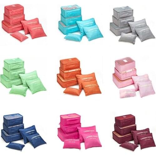 Hot Sale Travel Organizer Storage Bag Set Clothes Organizer Bags Pouch Suitcase Home Closet Bags for Storage 6 PCS Zip Lock 60XX