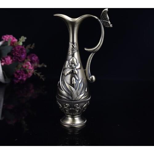Metal European retro bronze vase high-end home living room flower arrangement creative vase exquisite ornaments crafts
