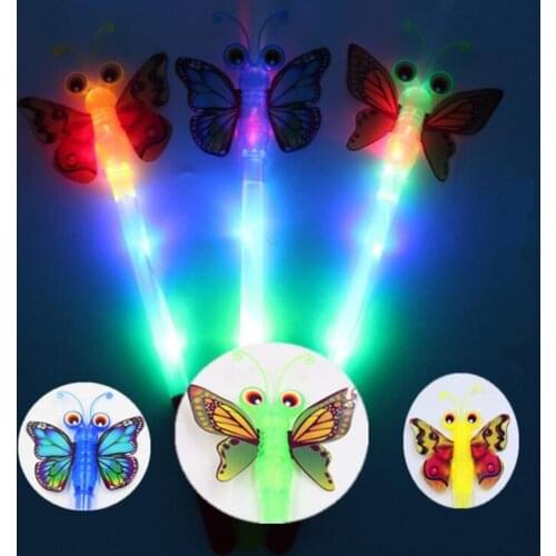 Flashing Binking LED Light Up Wand Fairy Butterfly Glow Sticks for Kids Toy Neon Party Decoration