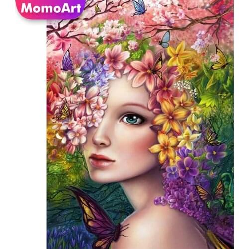 MomoArt Diamond Embroidery Woman Full Drill Square Diamond Painting Portrait Cross Stitch Mosaic Flower Rhinestones Wall Decor