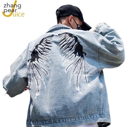 Men Embroidered Jean Jacket Men Fashion Denim Jackets Streetwear Men Casual Jacket Coat Outwear