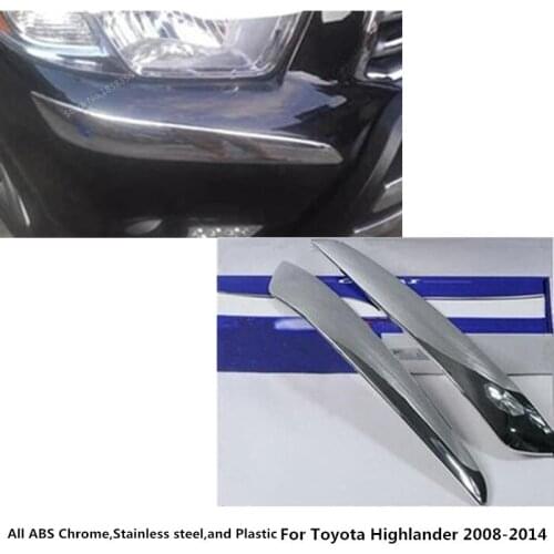 For Toyota Highlander 2008 2009 2010 2011 2012 2013 2014 Front Side Bumper Corner Protection Trim Stick ABS Chrome Cover 2pcs