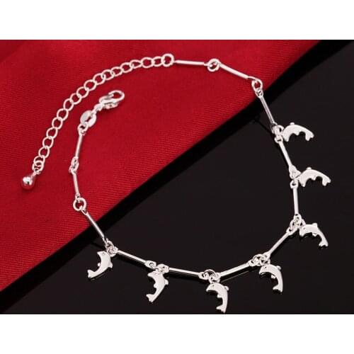 New arrive Beautiful silver bracelet noble dolphin lady chain fashion Wedding cute lady nice women bracelet jewelry LH019