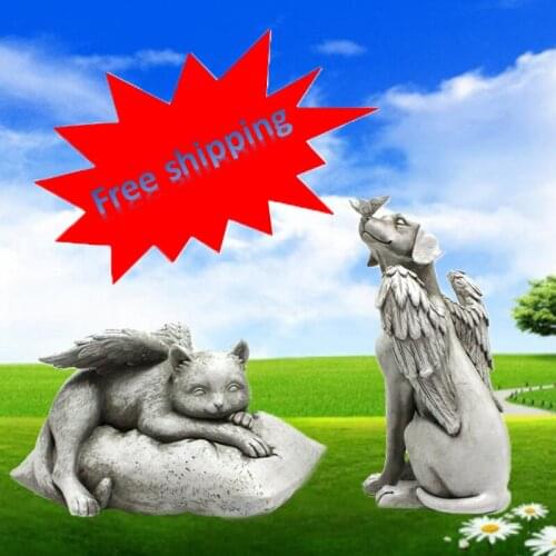 New angel dog and cat statue resin pet dog and cat tombstone memorial stone ornaments cremation ashes