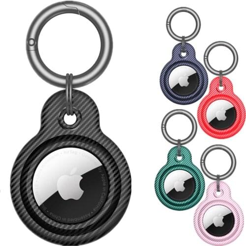 New Carbon Fiber TPU Case For AirTag Anti-scratch Protection Cover Shell For Apple Airtags Tracker Anti-lost Airtag Keychain
