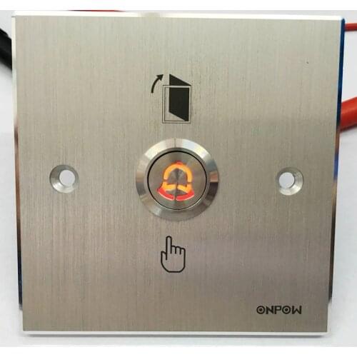 ONPOW 86*86mm Aluminium Alloy Silver White Panel With 19mm Push button switch Door Release Button (MJ-1-19-W + LAS1GQ Doorbell)
