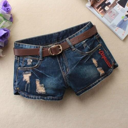 Autumn Denim Shorts For Women Sexy Mini Shorts WomenS Rivet Holes Jeans Low Waist Shorts Without Belt Ripped Denim Short
