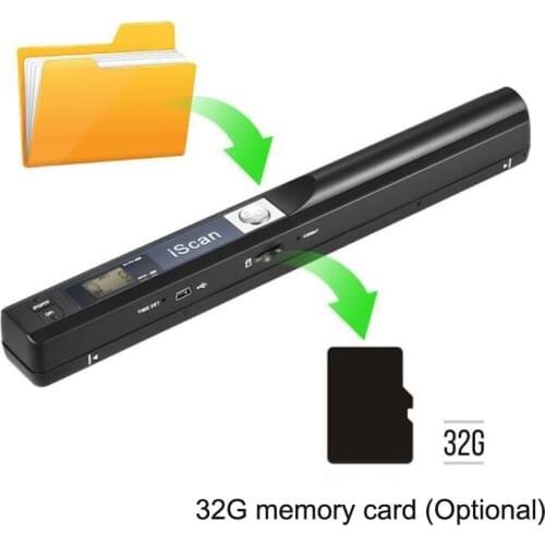Mini Portable iScan Scanner 900DPI Handheld A4 Book Scanner LCD Display JPG/PDF Format Document Image Up to 32G Memory Card