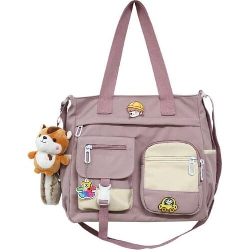Japanese Style Leisure Handbag Large Student Schoolbag Girl Sweet Contrast Color Shoulder Bag