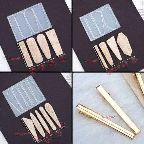Handmade Acrylic Resin Hair Barrettes Resin Mold Geometric Shape Alligator Hair Clips UV Epoxy Resin Mold Jewelry Tools