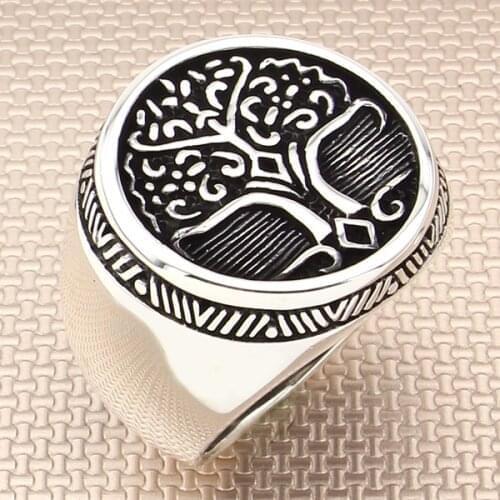 Tree of Life Silver Ring Men Silver Ring Made In Turkey Solid 925 Sterling Silver