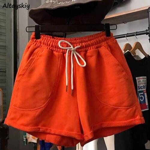 Shorts Women Hot Girls Workout Pockets Solid Colorful Casual All-match Loose Drawstring Ulzzang Chic Summer BF Female Ins New