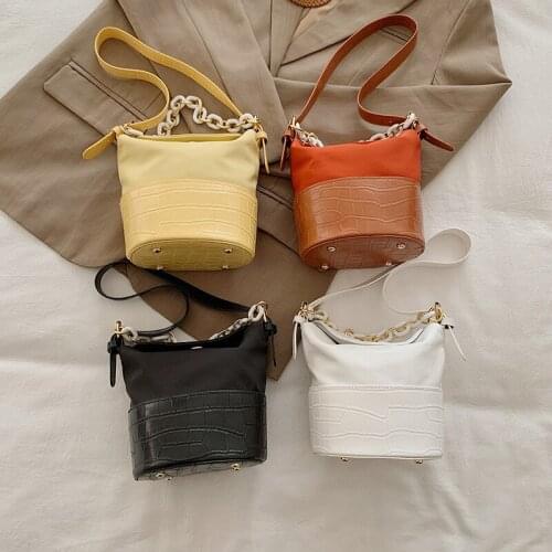 Alligator Pattern Bucket Bag For Women Vintage Shoulder Bag Big Capacity PU Leather Bag Elegant Shopping Handbag Purse