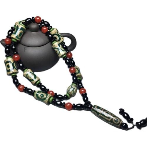 Tibet Agate Three Eyes Nine Eyes Green Dzi Bead Necklace Bracelet Pendant