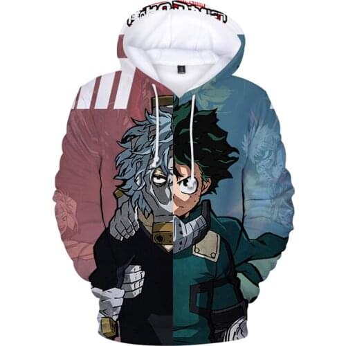Todoroki Shouto Bakugo Katsuki Faces Hoodie Sweatshirt Women Men My Hero Academia Sweatshirt Streetwear Anime Clothes