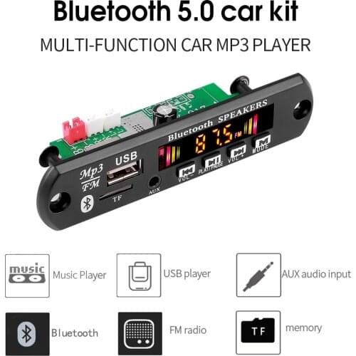 5V 18V 2*25W Amplifier MP3 Decoder Board Bluetooth5.0 Car MP3 Player USB Recording Handsfree Module FM AUX Radio For Speaker
