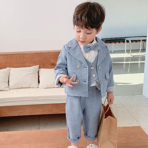 Boys Party Dress Tuxedo Children Birthday Clothes Formal Suits Tuxedo for Kids Tuxedo Formal Little Boy Blue Gentleman Outfits