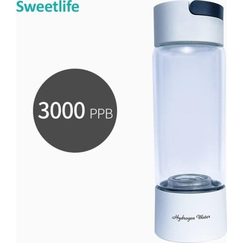 Max 3000ppb Hydrogen Rich Water Generator- 3 in 1 use(Breath with tube) DuPont SPE+PEM Dual Chamber H2 electrolysis Water Bottle
