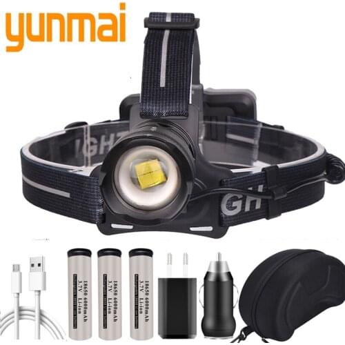 XHP90.2Powerful Led Head Flashlight Lamp HeadlampTorch 18650 Battery Zoomable Waterproof Headlight for Bike Light 6S-2808 yunmai
