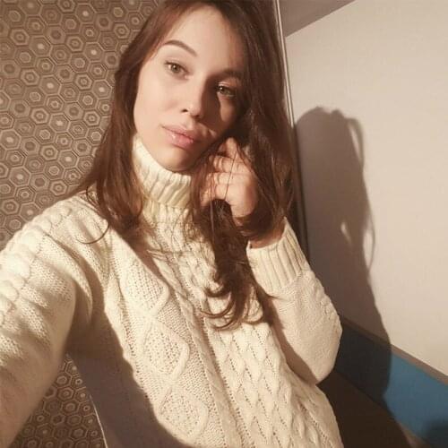 Winter WarmWomen Sweater Tops Knitting Pullover White Jumper Tops Turtleneck Warm Knitwear Sweater For Women BerylBella