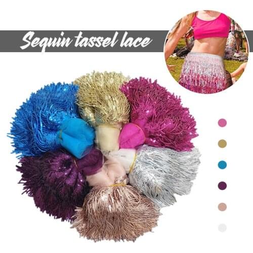 10 Yard 10cm Glitter Sequin Tassel Lace Trim Ribbon Fringe Trimmings Curtain Latin Dance Dress Performance Costume Accessory